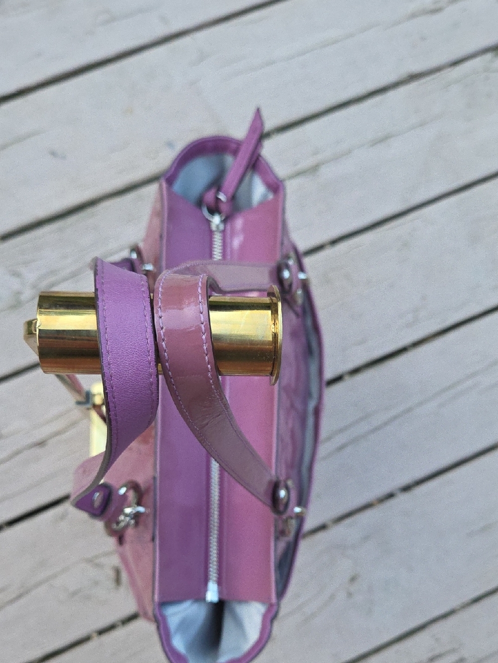 Coach F17728 Dusty Rose Patent Leather Rehab Tote Bag 2011 $300 Retail GUC - Picture 7 of 16